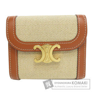 Celine Triomphe Flap Wallet Bifold Canvas Leather